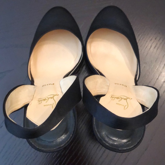 Christian Louboutin Black Satin Sling Back Pumps - Picture 9 of 10